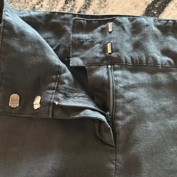 Richard Malcolm women’s black 100% linen cropped wide leg pants Sz 12 petite - Picture 8 of 10